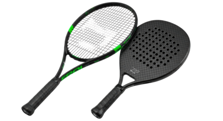 Modern tennis and padel racquets isolated sports equipment for professional athletes isolated on transparent background