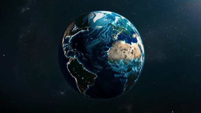 A breathtaking view of Earth from space, showcasing its vibrant blue oceans and varied continents against a starry backdrop. Perfect for themes of nature and exploration.