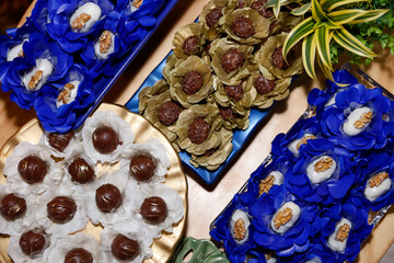 Vibrant display of colorful sweets for events and celebrations