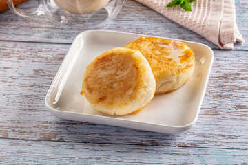 Fried homemade cottage cheese syrniki