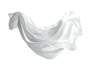 Flowing, white fabric with graceful folds, suspended against a black background