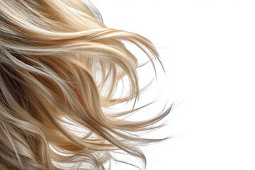Blonde Hair with Wavy Texture on White Background
