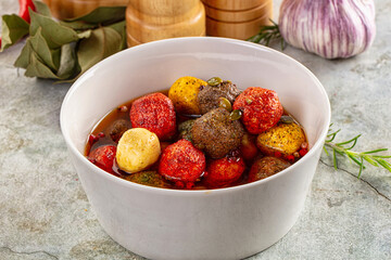 Shanklish cheese with spices in the oil