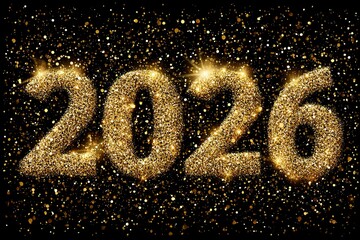 Golden Glitter Number 2026 New Year Celebration in Sparkling Style