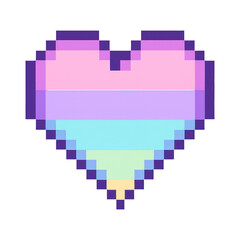 PNG Pixelated pastel rainbow heart