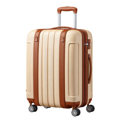Beige and brown travel suitcase and luggage bag for vacation trip, ready for new journey and adventure