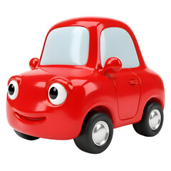Happy Red Toy Car isolated on transparent background