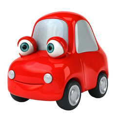 Playful Red Cartoon Car Illustration isolated on transparent background