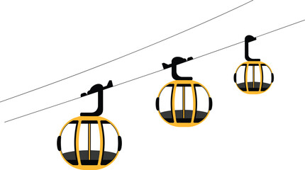 Modern yellow cable car gondola lift vector illustration showing aerial ropeway transportation system for mountain, ski resort, and city travel concept. © Snigdha Creatives