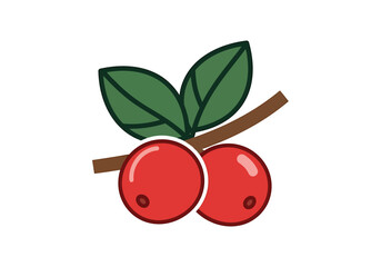Obraz premium Simple Flat Style Cranberry Branch Graphic Icon Design Illustration