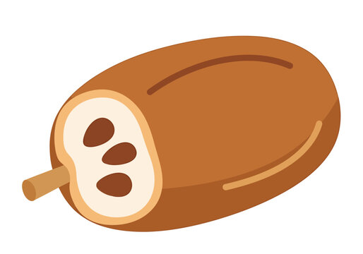 Simple Flat Lay Brown Akebi Fruit Cut in Half Illustration