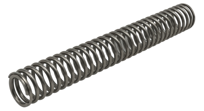 Close up of a metal compression spring isolated on a dark studio backdrop object isolated on transparent background