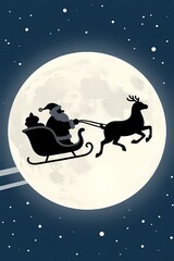 Naklejka premium Santa’s Sleigh under the Moonlight