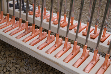 golf mallet on the green, artificial turf