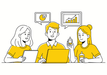 Team Meeting with Laptops and Charts Business Collaboration and Data Analysis Concept