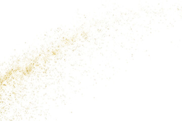 Obraz premium Abstract swirling golden and purple glitter particles creating a luminous cosmic dust cloud effect isolated on transparent background