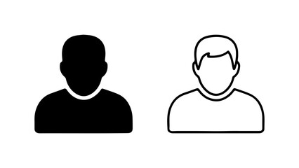 Person icons with outline and solid fill with transparent background