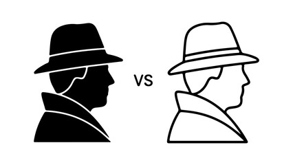 Detective silhouettes versus with transparent background