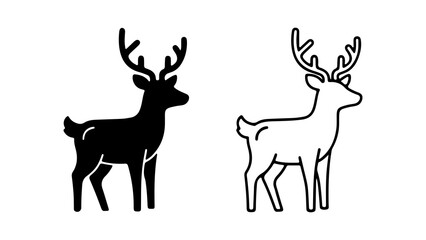 Deer outline and silhouette with transparent background
