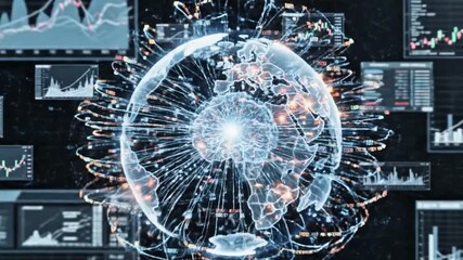 4K motion showing neural network brain lighting up with stock charts and data flow - Powered by Adobe