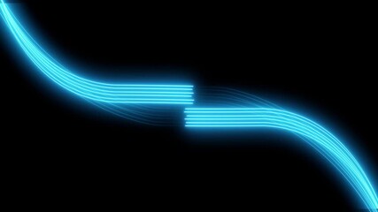 Abstract flowing neon blue light streaks on black background dynamic energy trails futuristic - Powered by Adobe