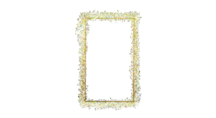 A rectangular frame made of dried wheat stalks and flowers with a rough textured edge isolated on transparent background