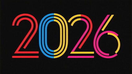 Colorful numbers on black background