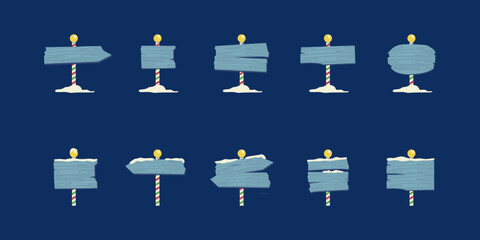 Winter Wooden Sign Illustration with Snow © AbdulGofururrohim