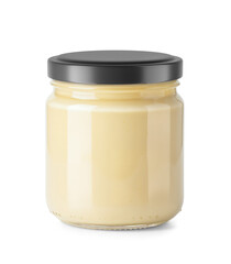 Cheese Spread Clear Glass Jar with matte black cap without label
