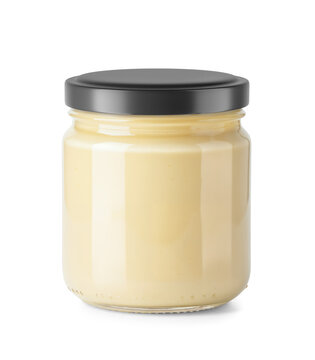 Cheese Spread Clear Glass Jar with matte black cap without label