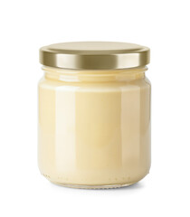 Cheese Spread Clear Glass Jar with golden metallic cap without label