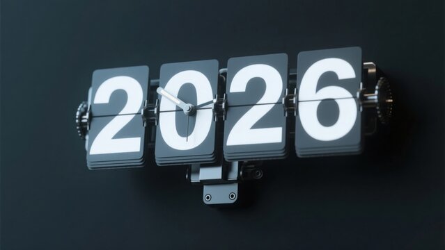 Flip clock displaying year 2026
