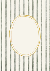 Watercolor Template Frame with stripes background.  Cozy autumn design. Whimsical vintage element in cottagecore style for invitation, social media and posters.