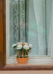 antique vase with flowers