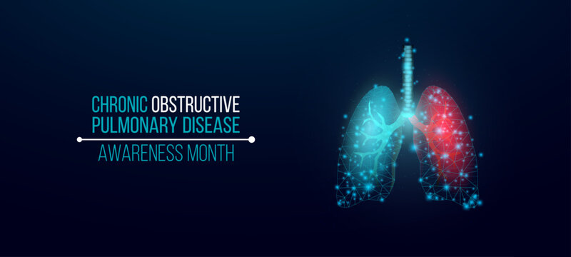 Chronic obstructive pulmonary disease COPD awareness month concept. Banner with orange ribbon awareness and text. Vector illustration.