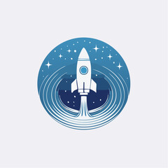 Obraz premium Rocket launch into starry night sky