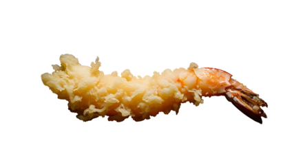 Delicious crispy prawn tempura appetizer ready to eat on transparent background