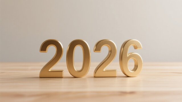Golden 2026 on wooden table