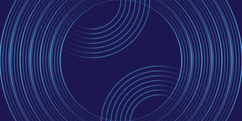 Fototapeta premium Abstract blue glowing geometric lines on dark blue background. Modern shiny blue circle lines pattern. Futuristic technology concept. Suit for cover, poster, banner, brochure, header,