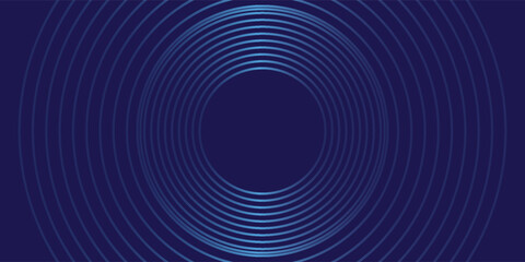 Abstract blue glowing geometric lines on dark blue background. Modern shiny blue circle lines pattern. Futuristic technology concept. Suit for cover, poster, banner, brochure, header,