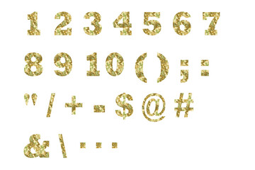 文字 3 数字 金箔のテクスチャー