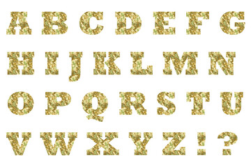 文字 3 アルファベット 大文字 金箔のテクスチャー