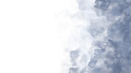 Blue and white fog or abstract grayscale clouds on transparent background. For product photography backgrounds, creating a dramatic mood, presentations, website headers. Copy space. Frame