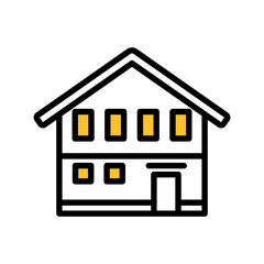 イエローのアクセントのあるシンプルな家のアイコン01