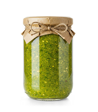 Pesto Sauce Glass Jar with Paper Cap and tied with jute string