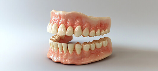 A detailed anatomical model of human teeth showcasing the structure and arrangement of dentition for educational purposes