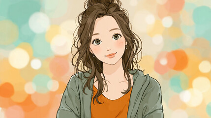 笑顔な女性のイラスト（AI生成）