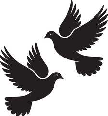 Obraz premium Doves Flying Peacefully Together Silhouette Symbolizing Freedom Hope Unity and Serenity Representing Spiritual Harmony