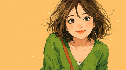 笑顔な女性のイラスト（AI生成）