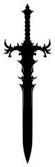 bastard sword on a transparent background, black, blade, silhouette, sword, tattoo 